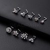 316L Surgical Stainless Steel Clear Cubic Zirconia L-Shaped Nose Rings WG135CD-12-1