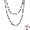 925 Sterling Silver Cuban Link Chain Necklace NJEW-I124-001-A-1