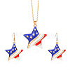 Independence Day Zinc Alloy Enamel & Rhinestone Pendant Necklaces & Dangle Earrings Sets FS-WG64DB3-03-1