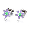 304 Stainless Steel Enamel Stud Earring Findings STAS-T052-43P-04-1