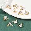 SHEGRACE Brass Micro Pave Clear Cubic Zirconia Charms XGRQ2O026-420G-4