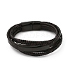 Ion Plating(IP) Braided Leather Cord Multi-strand Bracelets for Men BJEW-Z081-12EB-4