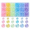 18 Style Transparent Rainbow Iridescent Acrylic Beadss Plated MACR-YW0002-09-1