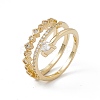 Clear Cubic Zirconia Arrow Open Cuff Ring RJEW-G276-09G-1