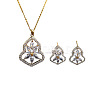 Gourd with Flower Brass Micro Pave Clear Cubic Zirconia Stud Earrings & Pendant Necklaces Sets for Women WG4C111-02-3
