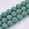 Spray Painted Natural Lava Rock Beads Strands G-N0324-B-03-1