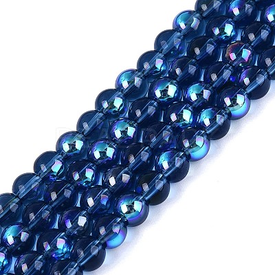 Transparent Electroplate Glass Beads Strands EGLA-Q132-6MM-01A-07-1