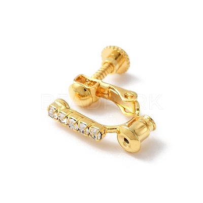 Brass with Crystal Rhinestone Clip-on Earring Findings FIND-WH0127-03G-1
