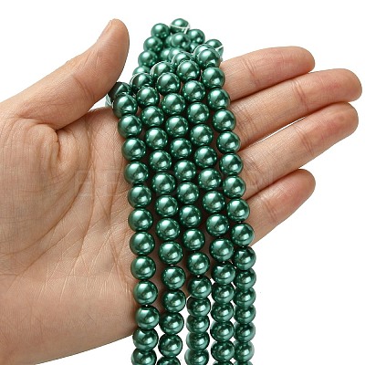 Eco-Friendly Dyed Glass Pearl Round Bead Strands X-HY-A002-8mm-RB118-1
