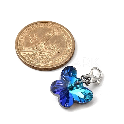 10Pcs Glass Butterfly Pendant Decorations HJEW-JM03515-02-1