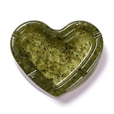 Resin with Natural Peridot Chip Stones Ashtray DJEW-F015-03C-1