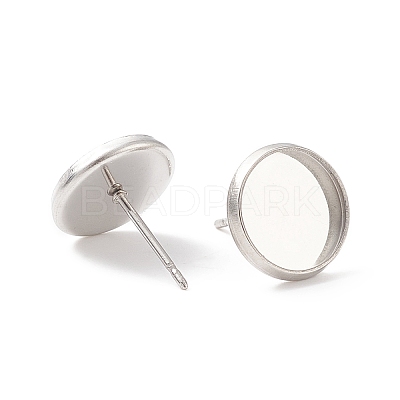 Tarnish Resistant 304 Stainless Steel Flat Round Stud Earring Settings STAS-I017-02-1