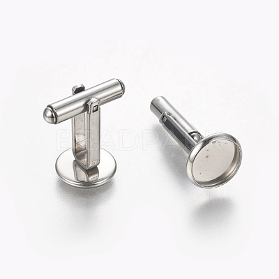 Tarnish Resistant 304 Stainless Steel Cufflinks Settings STAS-E471-03B-P-1