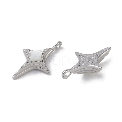 Brass Pave Shell Pendants KK-G497-09P-1