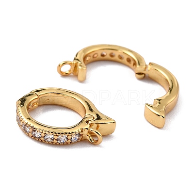 Brass Micro Pave Clear Cubic Zirconia Hoop Earring Findings ZIRC-I054-10G-1
