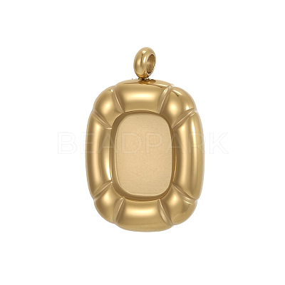 304 Stainless Steel Pendant Cabochon Settings STAS-OY010-45G-1