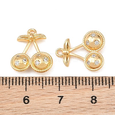 Brass Micro Pave Clear Cubic Zirconia Charms CU-CBA804C-12G-1