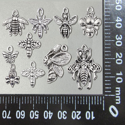 100Pcs 10 Style Tibetan Style Alloy Pendants TIBEP-CJ0001-76-1
