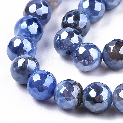 Electroplate Natural Agate Beads Strands G-T131-54G-1