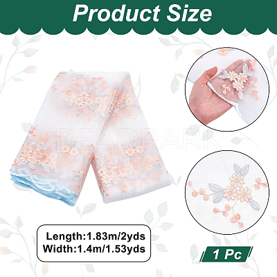 Flower Pattern Polyester Lace Fabic DIY-WH0061-021C-1
