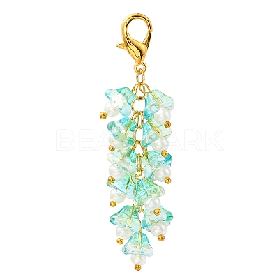 Trumpet Flower Glass Pendant Decorations HJEW-YW0001-02A-1