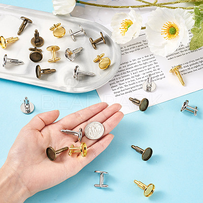 36Pcs 3 Colors Brass Cufflinks KK-PJ0001-17-1