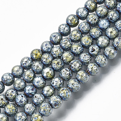Electroplated Natural Lava Rock Beads Strands G-S352-30A-04-1