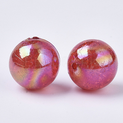 AB Color Transparent Crackle Round Acrylic Beads CACR-S006-09-1