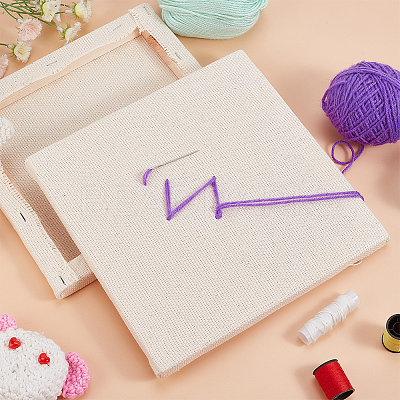 Punch Needle Fabric with Bamboo Square Frames TOOL-WH0051-89-1