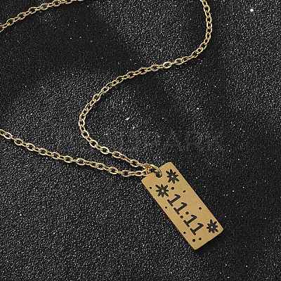 304 Stainless Steel Number 11:11 Pendant Necklaces NJEW-NH0002-01G-03-1