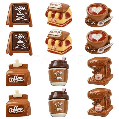 12Pcs 6 Styles Cartoon Coffee Theme Resin Lapel Pin Backs JEWB-CJ0003-04-1
