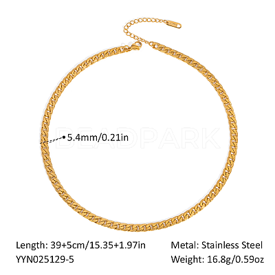 Stainless Steel Curb Chain Necklaces for Unisex OZ3684-1-1
