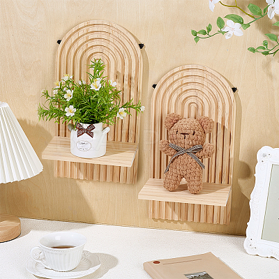 Wood Wall Storage Rack AJEW-WH0796-43A-1