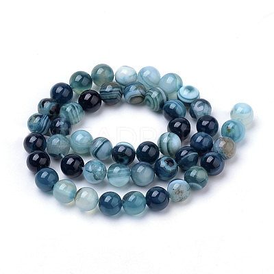 Natural Striped Agate/Banded Agate Beads Strands G-S259-04C-10mm-1