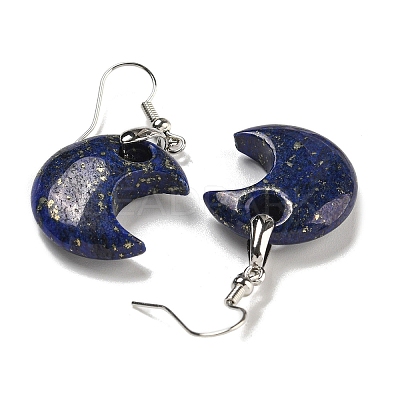 Rack Plating Moon Brass Dangle Earrings for Women EJEW-B064-02P-09-1