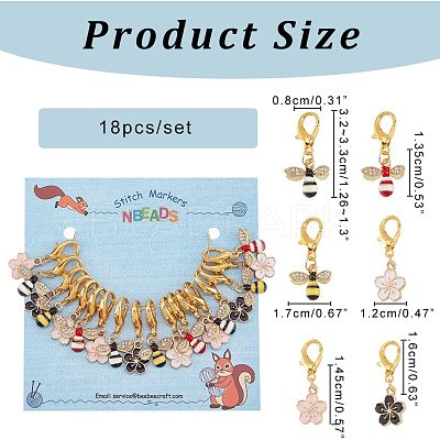 18Pcs Alloy Enamel Sakura Bee Pendant Decorations HJEW-PH01532-1