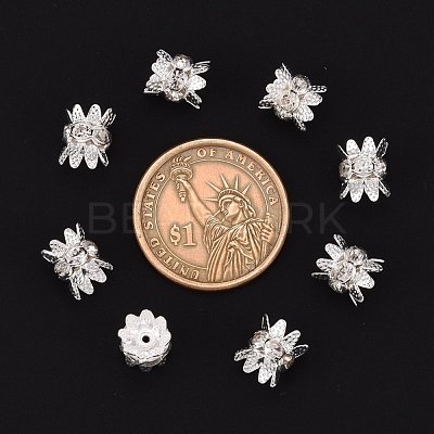 Brass Rhinestone Bead Caps RB-H042-14-1