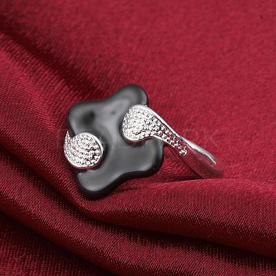Fashionable Brass Enamel Rhombus Finger Rings RJEW-BB07438-7-1