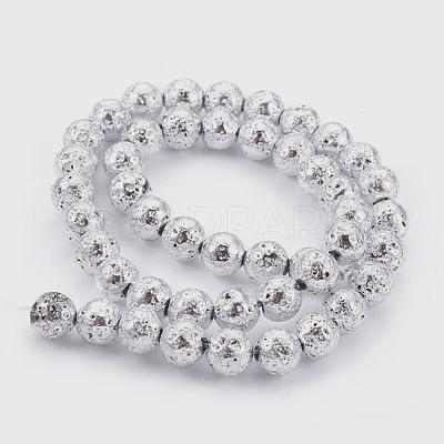 Electroplated Natural Lava Rock Bead Strands X-G-E511-01G-8mm-1