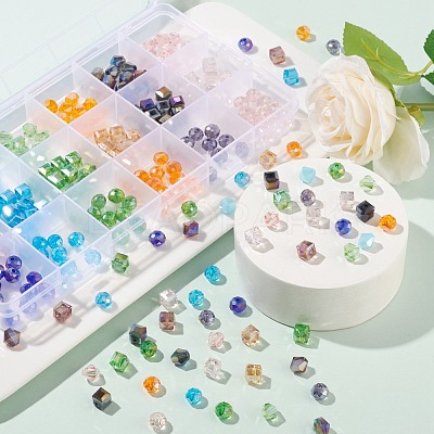 270Pcs 18 Style Electroplate Glass Beads Strands EGLA-FS0001-17-1