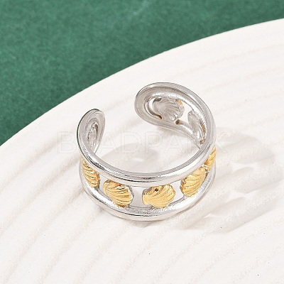 304 Stainless Steel Double Color Cuff Rings RJEW-S635-01GP-20-1