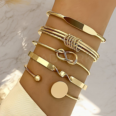 5Pcs Alloy Bangles for Women FS-WG33CDB-05-1