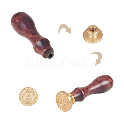 DIY Letter Scrapbook Brass Wax Seal Stamps and Wood Handle AJEW-P068-B04-1