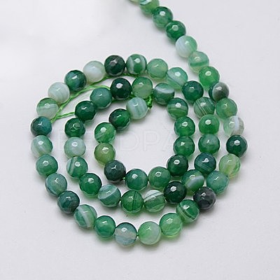 Natural Striped Agate/Banded Agate Beads Strands G-G581-6mm-12-1