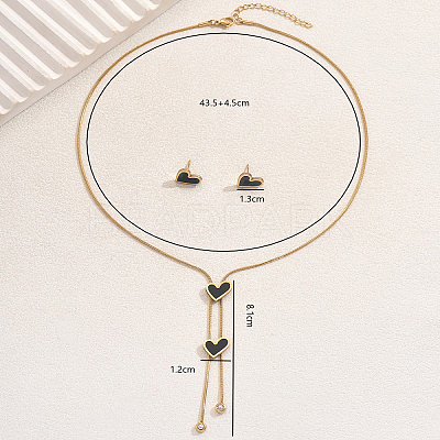 Stainless Steel Shell Heart Flower Fan Tassel Jewelry Set for Women XK7928-2-1