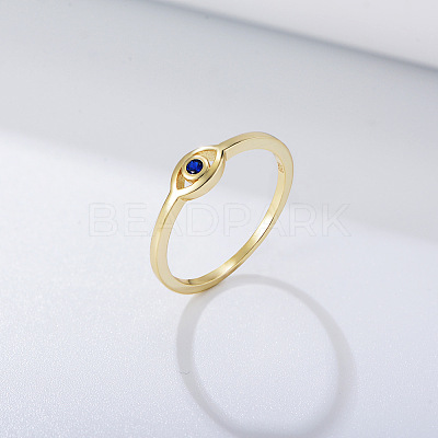 Evil Eye 925 Sterling Silver Micro Pave Cubic Zirconia Finger Rings for Women FS-WG42376-05-1