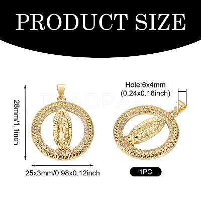1Pc Brass Micro Pave Cubic Zirconia Pendants KK-TA0002-80A-G-1