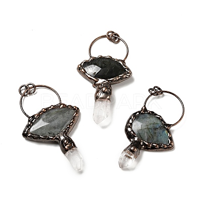 Natural Quartz Crystal & Labradorite Nuggets Big Pendants G-D468-19R-1
