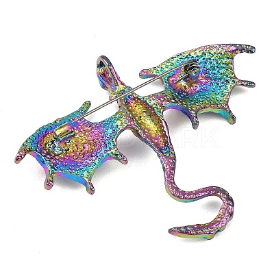 Dragon Alloy Rhinestone Lapel Pins for Backpack Clothes JEWB-G043-01C-1