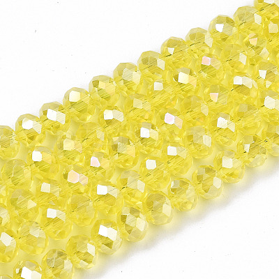 Electroplate Glass Beads Strands X-EGLA-A034-T8mm-B21-1